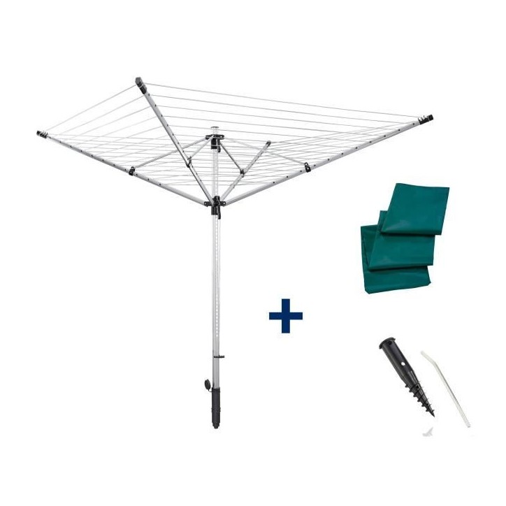 Séchoir parapluie Leifheit LinoLift 600 QuickStart 85282, étendoir jardin avec 60m d'étendage, housse et douille de fixation, Séchoir parapluie Leifheit LinoLift 600 QuickStart 85282, étendoir jardin avec 60m d'étendage, housse et douille de fixation,