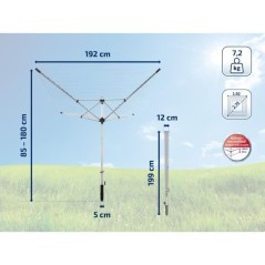 Séchoir parapluie Leifheit LinoLift 600 QuickStart 85282, étendoir j