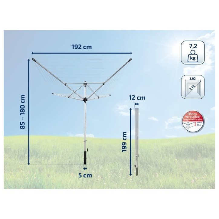 Séchoir parapluie Leifheit LinoLift 600 QuickStart 85282, étendoir jardin avec 60m d'étendage, housse et douille de fixation, Séchoir parapluie Leifheit LinoLift 600 QuickStart 85282, étendoir jardin avec 60m d'étendage, housse et douille de fixation,