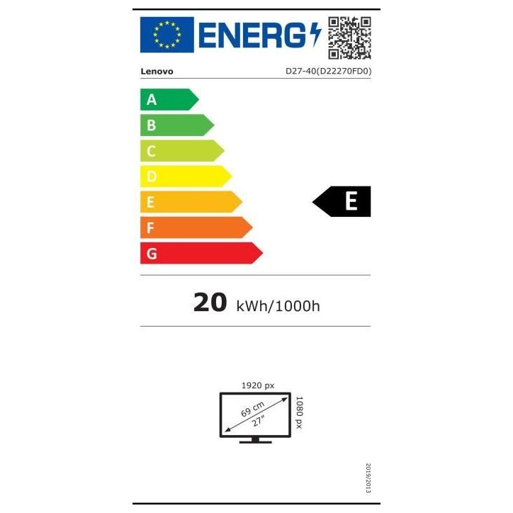 Ecran PC LENOVO D27-40 - 27 - FHD - 75Hz - Dalle VA - 4ms - HDMI - VGA - Pied réglable en hauteur Ecran PC LENOVO D27-40 - 27 - FHD - 75Hz - Dalle VA - 4ms - HDMI - VGA - Pied réglable en hauteur