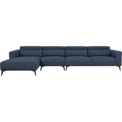 Canapé d'angle modulable - 4 places - LEONIE - Tissu Bleu Chambray -