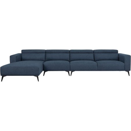 Canapé d'angle modulable - 4 places - LEONIE - Tissu Bleu Chambray -