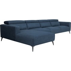 Canapé d'angle modulable - 4 places - LEONIE - Tissu Bleu Chambray -
