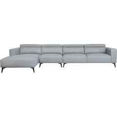 Canapé d'angle modulable - 4 places - LEONIE - Tissu Gris clair - Tet