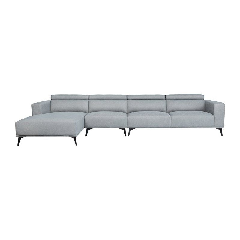 Canapé d'angle modulable - 4 places - LEONIE - Tissu Gris clair - Tet