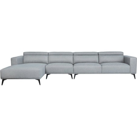 Canapé d'angle modulable - 4 places - LEONIE - Tissu Gris clair - Tet