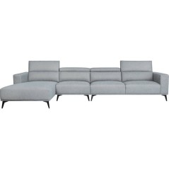 Canapé d'angle modulable - 4 places - LEONIE - Tissu Gris clair - Tet
