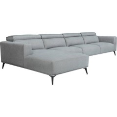 Canapé d'angle modulable - 4 places - LEONIE - Tissu Gris clair - Tet
