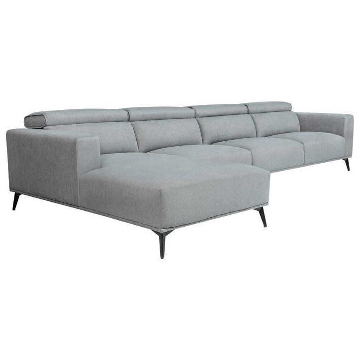 Canapé d'angle modulable - 4 places - LEONIE - Tissu Gris clair - Tetieres ajustables - 357 x 175 x 75 cm Canapé d'angle modulable - 4 places - LEONIE - Tissu Gris clair - Tetieres ajustables - 357 x 175 x 75 cm