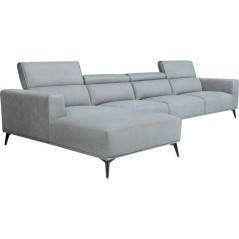 Canapé d'angle modulable - 4 places - LEONIE - Tissu Gris clair - Tet