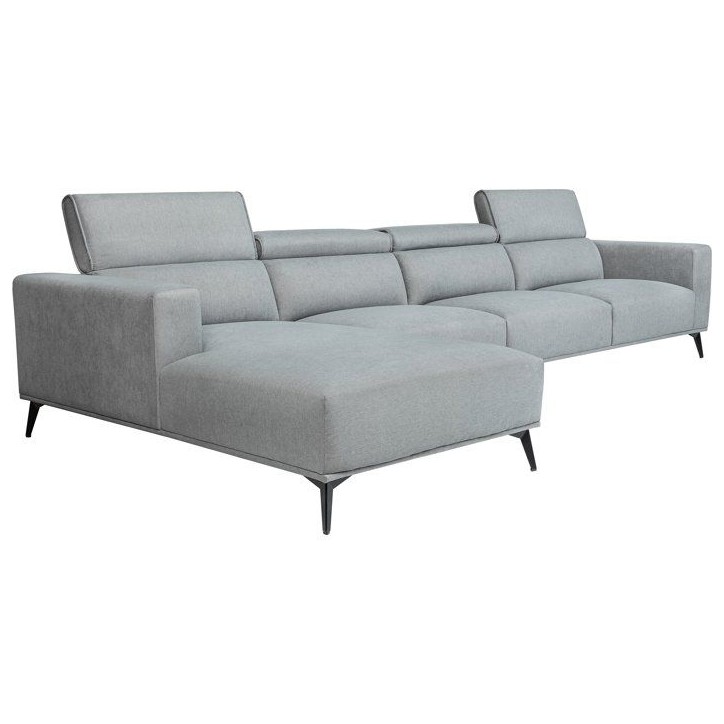Canapé d'angle modulable - 4 places - LEONIE - Tissu Gris clair - Tetieres ajustables - 357 x 175 x 75 cm Canapé d'angle modulable - 4 places - LEONIE - Tissu Gris clair - Tetieres ajustables - 357 x 175 x 75 cm
