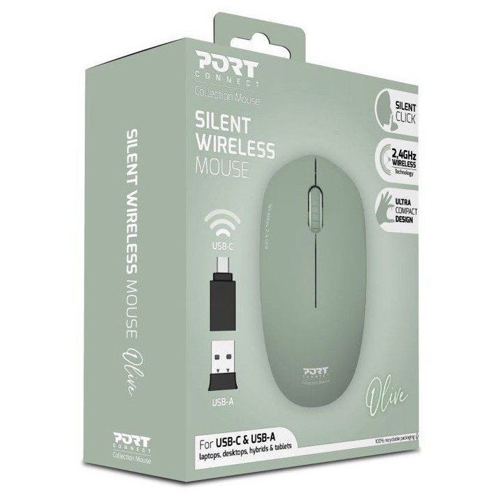 Souris sans fil - PORT Designs - 900543 Collection II - 2.4 GHz - Olive Vert Souris sans fil - PORT Designs - 900543 Collection II - 2.4 GHz - Olive Vert