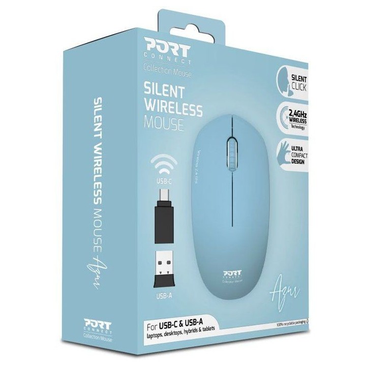 Souris sans fil - PORT Designs - 900544 Collection II - 2.4 GHz - Bleu azur Souris sans fil - PORT Designs - 900544 Collection II - 2.4 GHz - Bleu azur