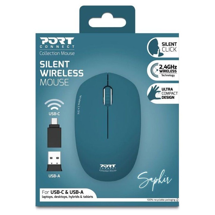 Souris sans fil - PORT Designs - 900545 Collection II - 2.4 GHz - Bleu profond