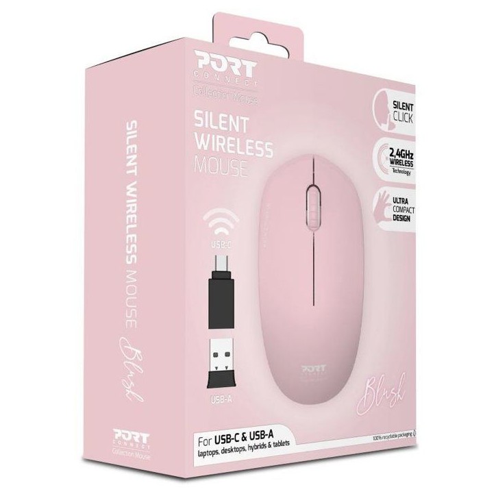 Souris sans fil - PORT Designs - 900541 Collection II - 2.4 GHz - Rose pâle Souris sans fil - PORT Designs - 900541 Collection II - 2.4 GHz - Rose pâle