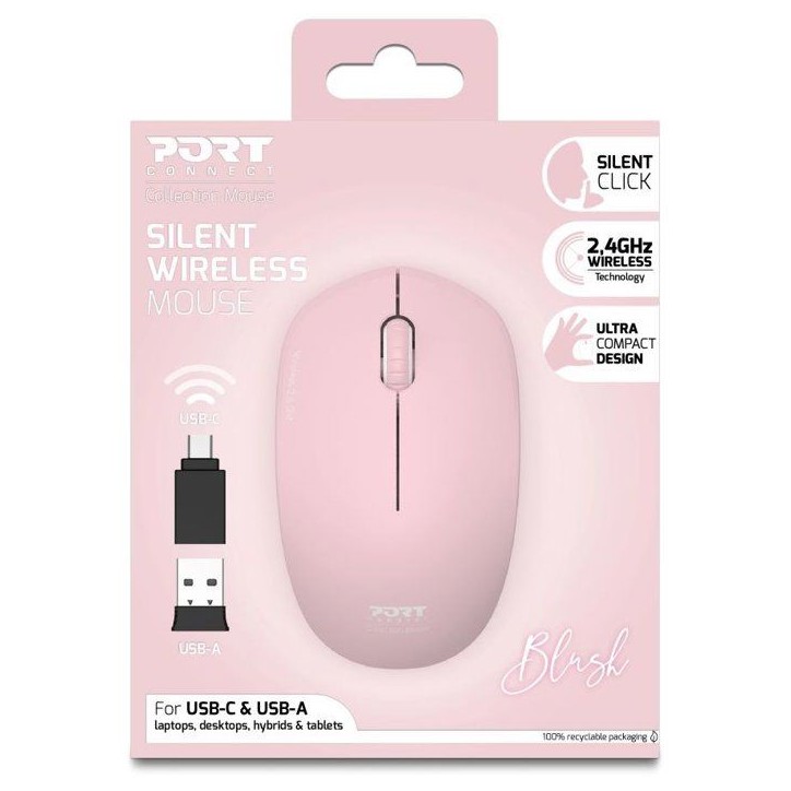 Souris sans fil - PORT Designs - 900541 Collection II - 2.4 GHz - Rose pâle Souris sans fil - PORT Designs - 900541 Collection II - 2.4 GHz - Rose pâle