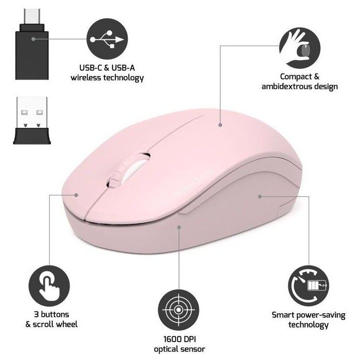 Souris sans fil - PORT Designs - 900541 Collection II - 2.4 GHz - Rose pâle Souris sans fil - PORT Designs - 900541 Collection II - 2.4 GHz - Rose pâle