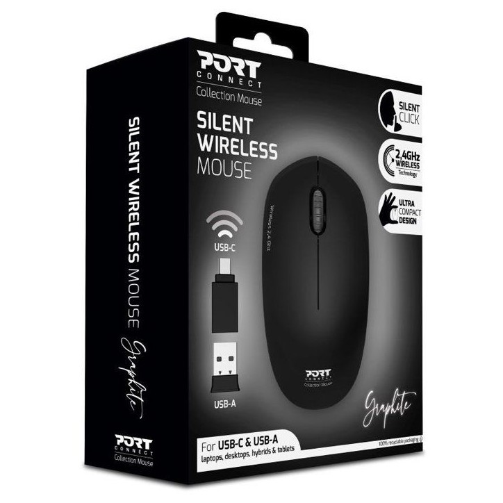 Souris sans fil - PORT Designs - 900540 Collection II - 2.4 GHz - Graphite Noir Souris sans fil - PORT Designs - 900540 Collection II - 2.4 GHz - Graphite Noir