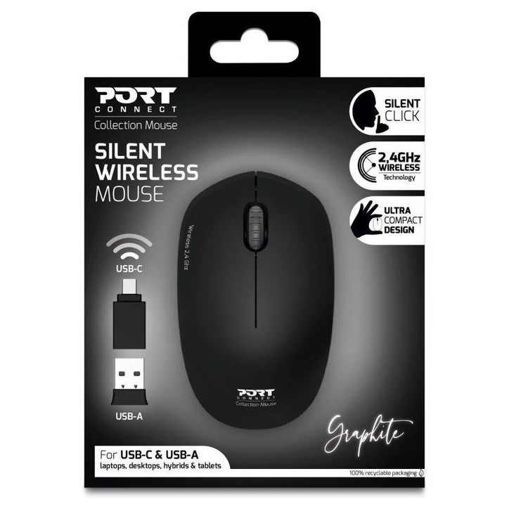 Souris sans fil - PORT Designs - 900540 Collection II - 2.4 GHz - Graphite Noir Souris sans fil - PORT Designs - 900540 Collection II - 2.4 GHz - Graphite Noir