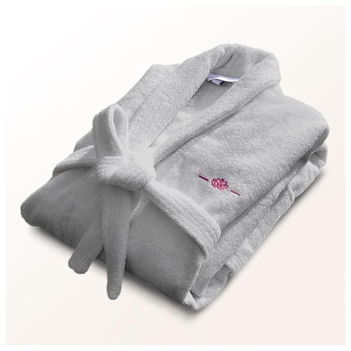 Peignoir - LE TEMPS D'UN BAIN - Taille L - 100% Coton 500g/m² - Doux, Absorbant, Unisexe - Gris clair Peignoir - LE TEMPS D'UN BAIN - Taille L - 100% Coton 500g/m² - Doux, Absorbant, Unisexe - Gris clair