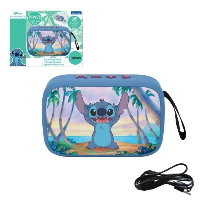 Enceinte Bluetooth portable Stitch avec finition en tissu Enceinte Bluetooth portable Stitch avec finition en tissu