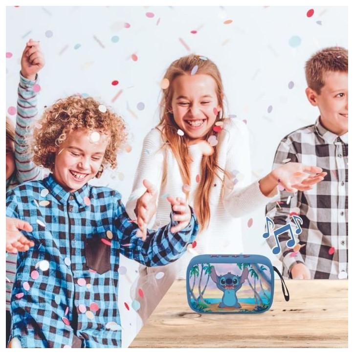 Enceinte Bluetooth portable Stitch avec finition en tissu Enceinte Bluetooth portable Stitch avec finition en tissu