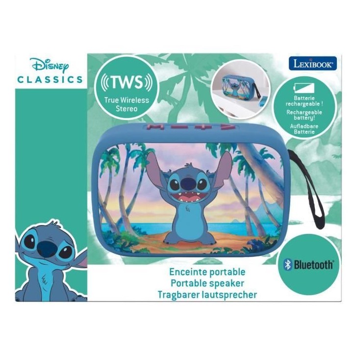 Enceinte Bluetooth portable Stitch avec finition en tissu Enceinte Bluetooth portable Stitch avec finition en tissu