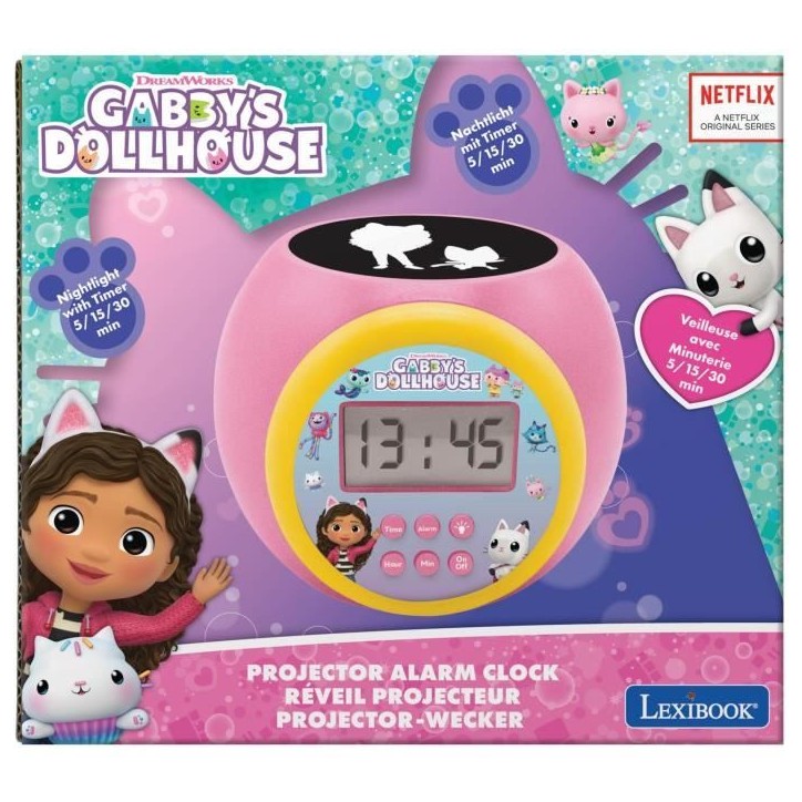 Lexibook - Réveil-projecteur Gabby - Fonction Alarme et répétition Snooz - Veilleuse avec minuterie - Ecran LCD - Piles Lexibook - Réveil-projecteur Gabby - Fonction Alarme et répétition Snooz - Veilleuse avec minuterie - Ecran LCD - Piles
