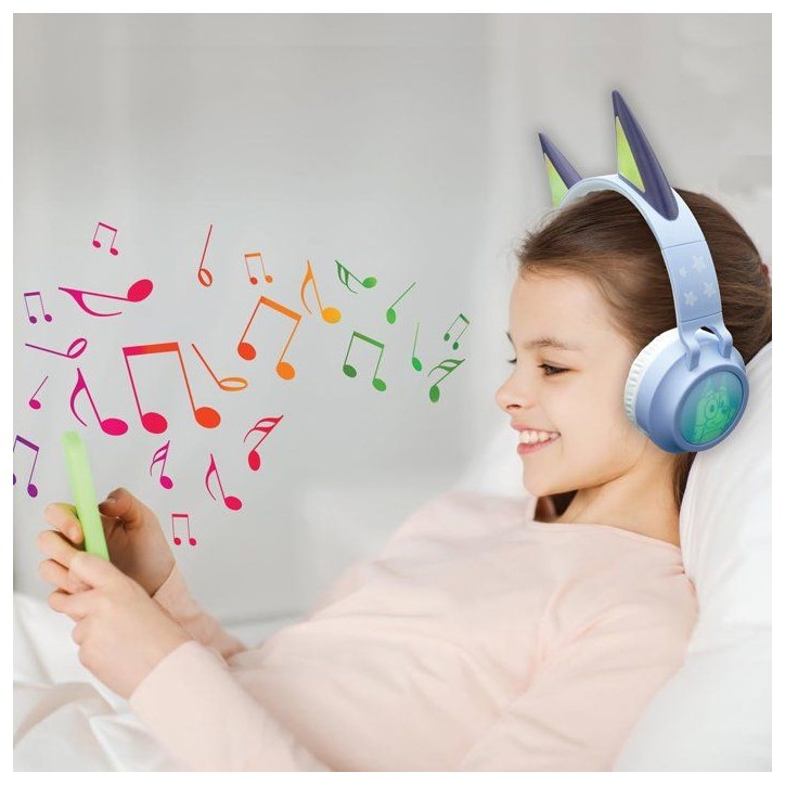 LEXIBOOK - Casque lumineux pliable Bluetooth et filaire avec un design 3D de l'univers Bluey avec limitation du volume LEXIBOOK - Casque lumineux pliable Bluetooth et filaire avec un design 3D de l'univers Bluey avec limitation du volume