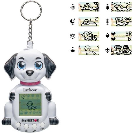 Console Compagnon Animal virtuel My Best-E - Chien - Lexibook - Plus de 1900 animations - 3 Mini-Jeux - Porte-clés -Des 5 ans