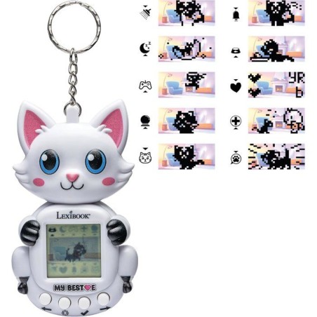 Console Compagnon Animal virtuel My Best-E - Chat - Lexibook - Plus de 1900 animations - 3 Mini-Jeux - Porte-clés -Des 5 ans