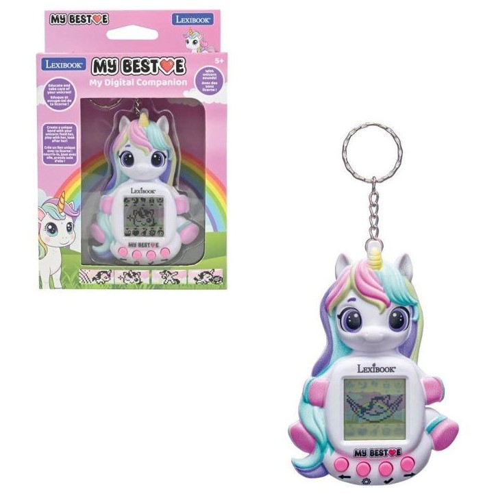 Console Compagnon Animal virtuel My Best-E - Licorne - Lexibook - Plus de 1900 animations - 3 Mini-Jeux - Porte-clés -Des 5 ans