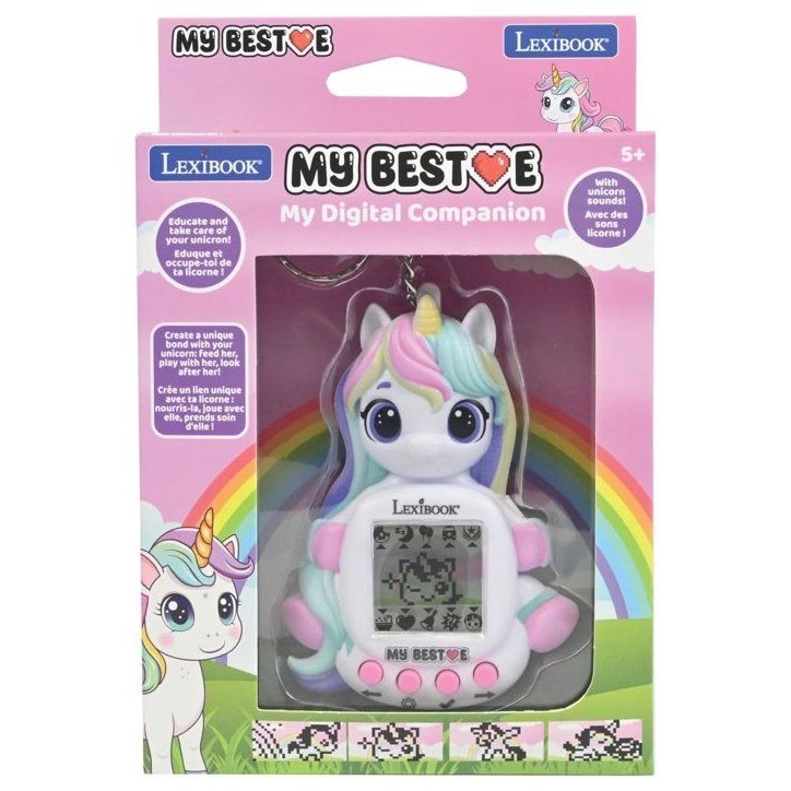 Console Compagnon Animal virtuel My Best-E - Licorne - Lexibook - Plus de 1900 animations - 3 Mini-Jeux - Porte-clés -Des 5 ans