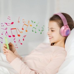 LEXIBOOK - Casque lumineux pliable Bluetooth et filaire avec un design
