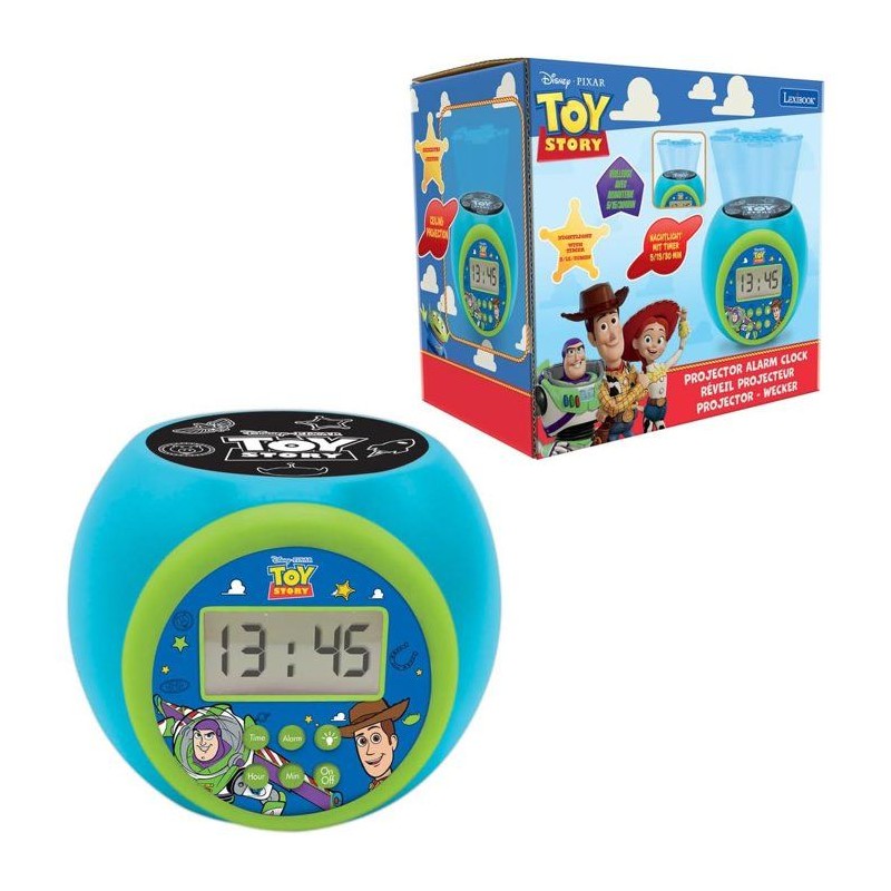 Lexibook - Réveil-projecteur Toy Story - Fonction Alarme et répétit