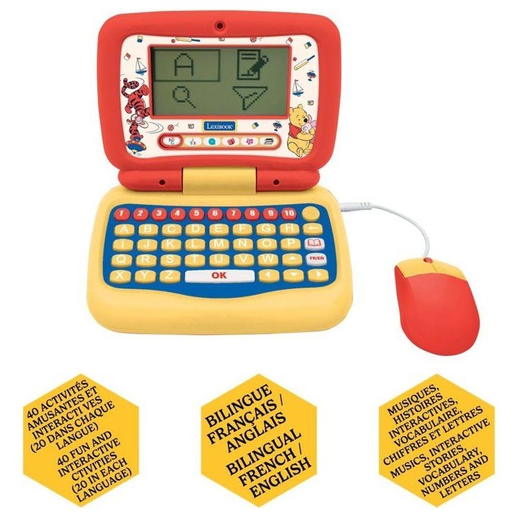 LEXIBOOK - Ordinateur portable éducatif Winnie l'ourson parlant bilingue - 40 activités en français et anglais LEXIBOOK - Ordinateur portable éducatif Winnie l'ourson parlant bilingue - 40 activités en français et anglais