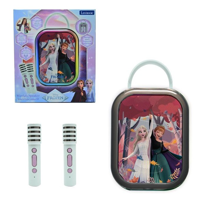 Karaoké Bluetooth La Reine des Neiges - LEXIBOOK - 2 Microphones - Batterie Rechargeable Intégrée - Bluetooth - Design Portab Karaoké Bluetooth La Reine des Neiges - LEXIBOOK - 2 Microphones - Batterie Rechargeable Intégrée - Bluetooth - Design Portab