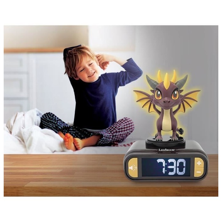 LEXIBOOK - Réveil veilleuse Dragon - Sons et mélodies, écran LCD rétro-éclairé et lumineux - Noir, Violet, Jaune LEXIBOOK - Réveil veilleuse Dragon - Sons et mélodies, écran LCD rétro-éclairé et lumineux - Noir, Violet, Jaune