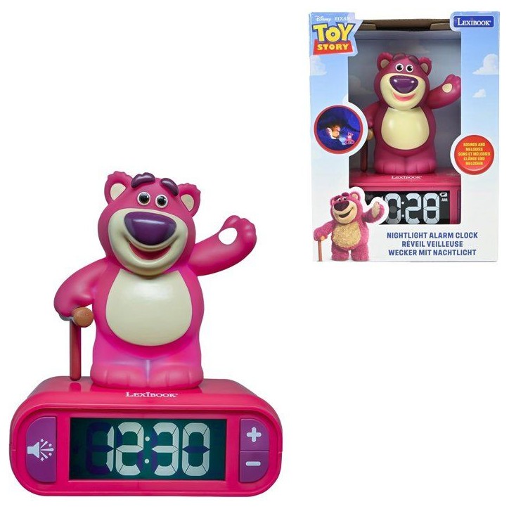 LEXIBOOK - Réveil veilleuse Lotso - Sons et mélodies, écran LCD rétro-éclairé et lumineux - Rouge, Blanc LEXIBOOK - Réveil veilleuse Lotso - Sons et mélodies, écran LCD rétro-éclairé et lumineux - Rouge, Blanc