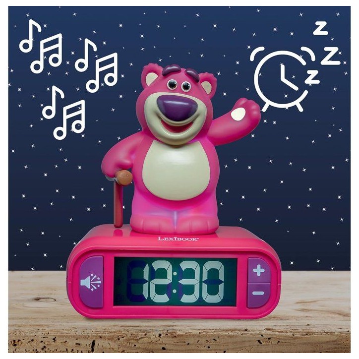 LEXIBOOK - Réveil veilleuse Lotso - Sons et mélodies, écran LCD rétro-éclairé et lumineux - Rouge, Blanc LEXIBOOK - Réveil veilleuse Lotso - Sons et mélodies, écran LCD rétro-éclairé et lumineux - Rouge, Blanc