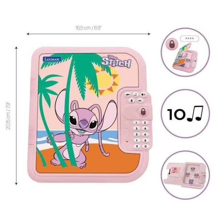 Lexibook - Journal intime électronique - Disney Angel - Stylo + carnet Inclus - Interactif - Mot de Passe - Effet sonores - SD5 Lexibook - Journal intime électronique - Disney Angel - Stylo + carnet Inclus - Interactif - Mot de Passe - Effet sonores - SD5
