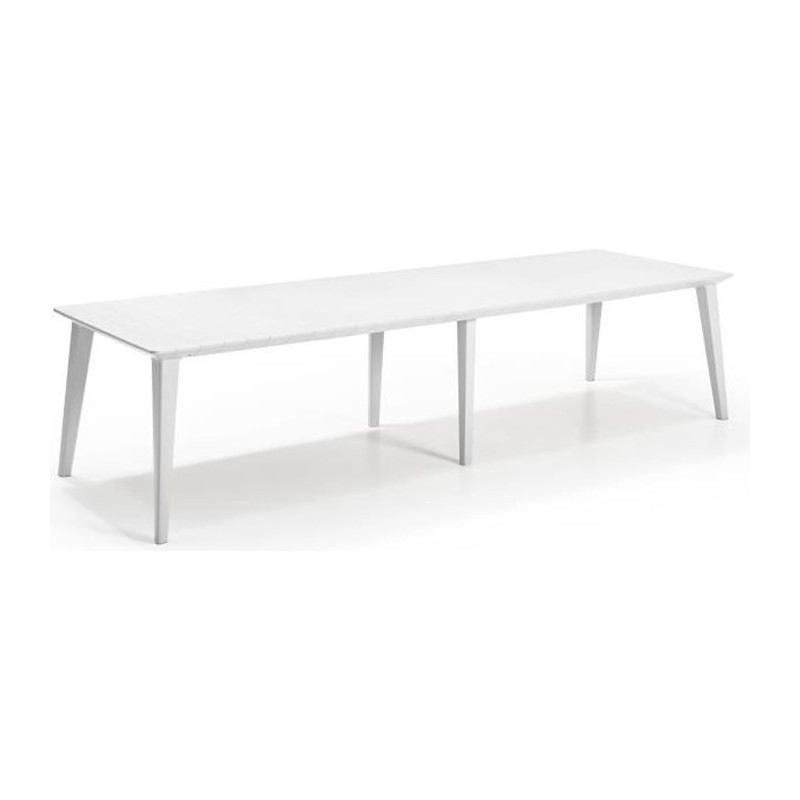 Table de jardin - rectangulaire - blanc - en résine - 8 a 10 personne