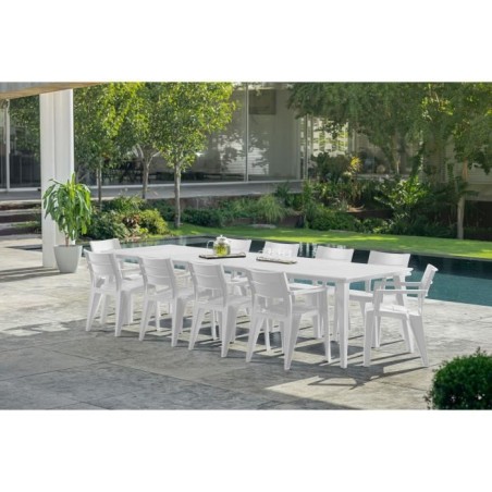 Table de jardin - rectangulaire - blanc - en résine - 8 a 10 personnes - Lima - Allibert by KETER