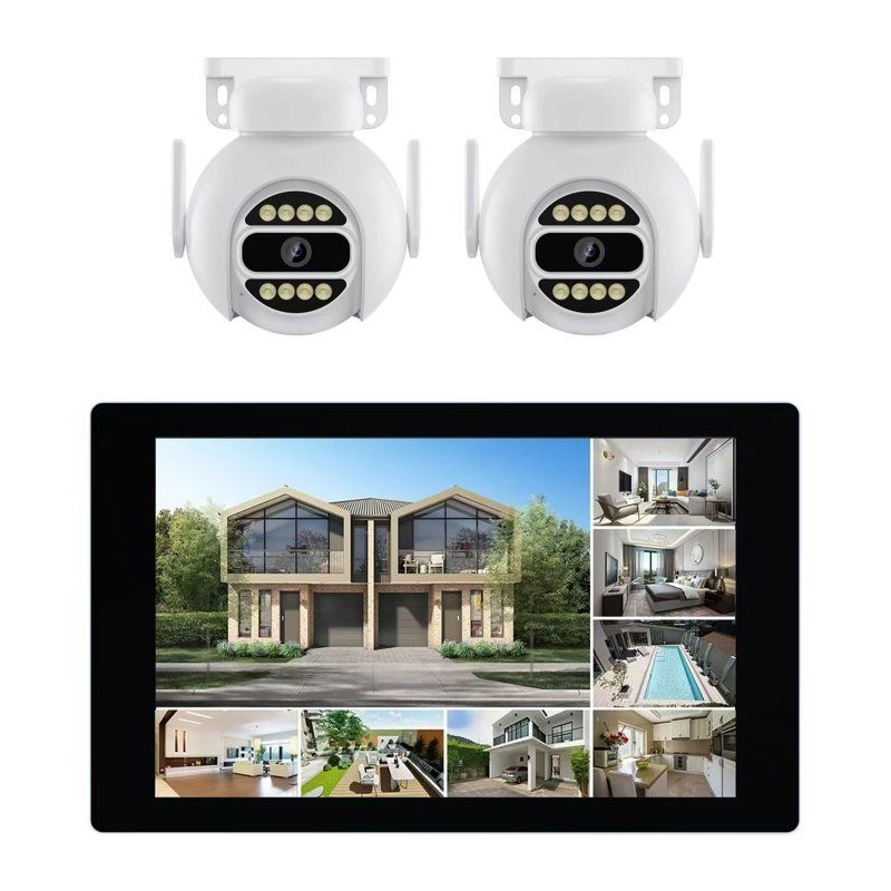 Kit 2 caméras motorisées - LINK2HOME - HD - Écran tactile 10,1'' -