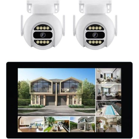 Kit 2 caméras motorisées - LINK2HOME - HD - Écran tactile 10,1'' -