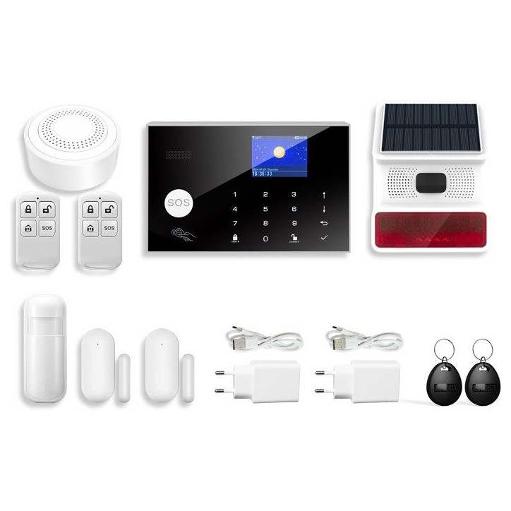 Kit alarme sans fil - LINK2HOME - Contrôle smartphone - Sirenes 90/100 dB - Accessoires complets + badges RFID Kit alarme sans fil - LINK2HOME - Contrôle smartphone - Sirenes 90/100 dB - Accessoires complets + badges RFID