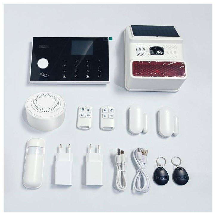 Kit alarme sans fil - LINK2HOME - Contrôle smartphone - Sirenes 90/100 dB - Accessoires complets + badges RFID Kit alarme sans fil - LINK2HOME - Contrôle smartphone - Sirenes 90/100 dB - Accessoires complets + badges RFID