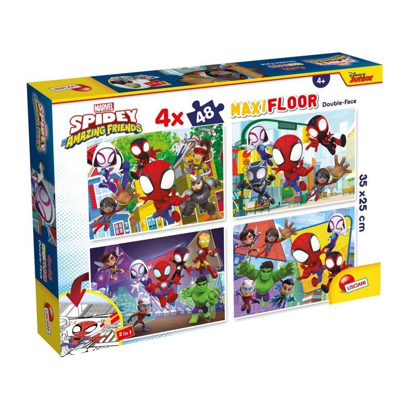 Puzzle MaxiFloor double face - Spidey - LISCIANIGIOCHI - 4 x 48 pieces