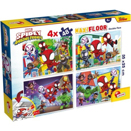 Puzzle MaxiFloor double face - Spidey - LISCIANIGIOCHI - 4 x 48 pieces
