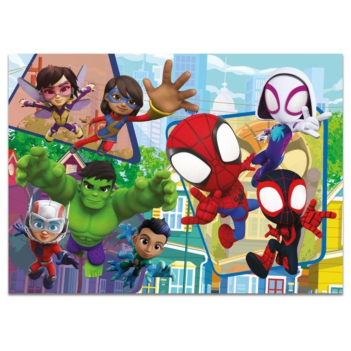 Puzzle MaxiFloor double face - Spidey - LISCIANIGIOCHI - 4 x 48 pieces - Des 4 ans Puzzle MaxiFloor double face - Spidey - LISCIANIGIOCHI - 4 x 48 pieces - Des 4 ans